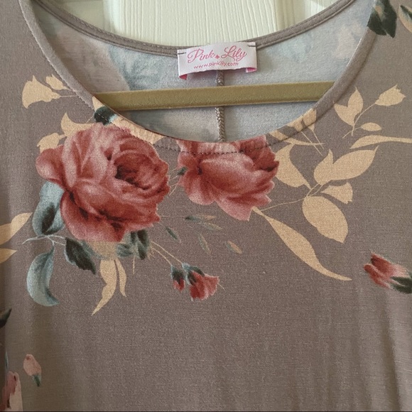 Pink Lily Cold Shoulder Floral Top - Picture 7 of 8